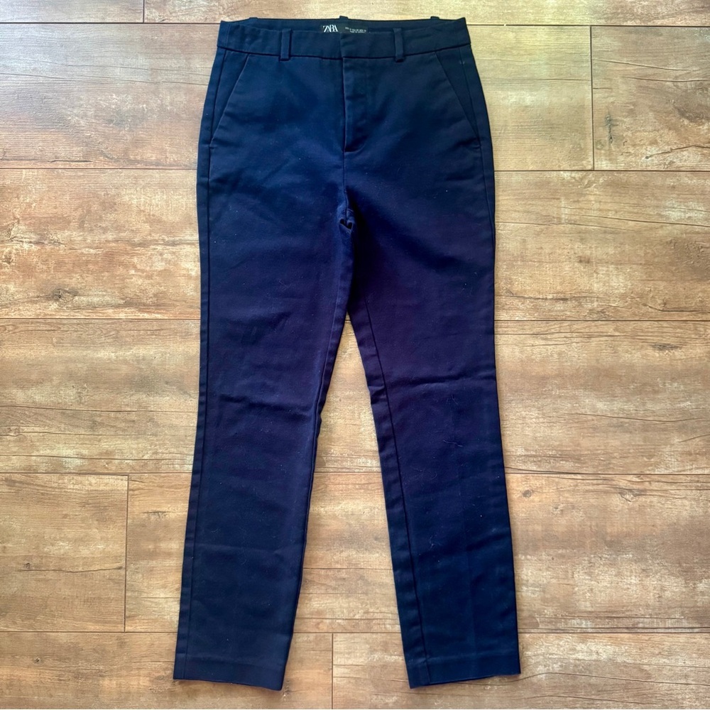 Zara Mid-Rise Navy Blue Straight Leg Trouser Pants Size 2 - Picture 2 of 6